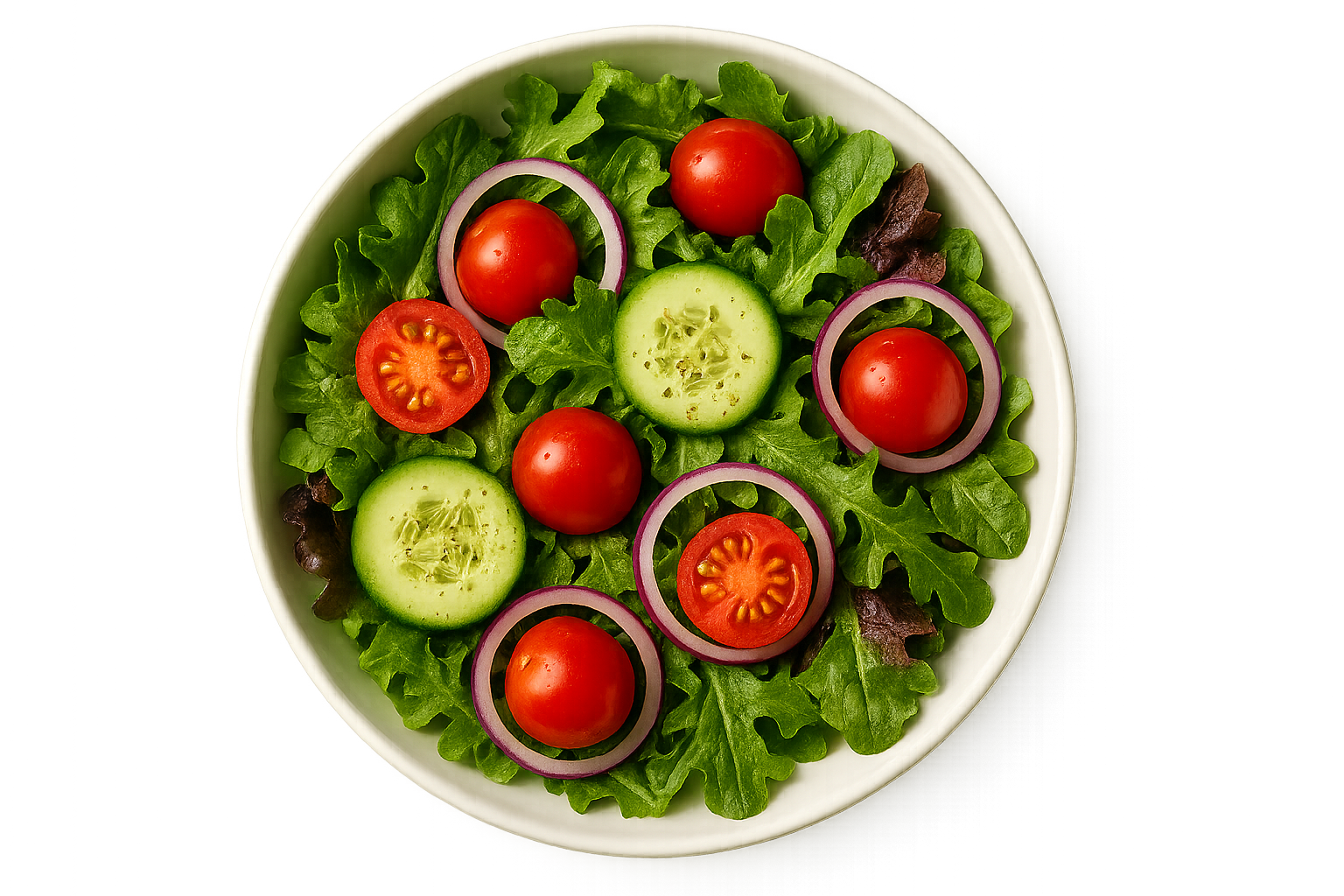 Insalata Salad with transparent background put it in a white bowl